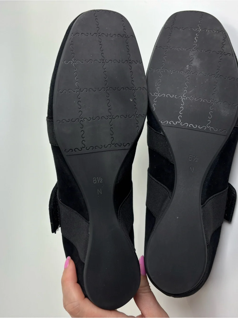 Vaneli Melle black suede wedge Mary Jane’s 8.5 Narrow